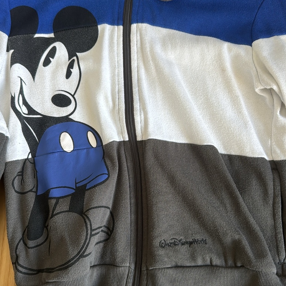 Disney Parks Mickey Mouse Hoodie Small Colorblock Zip Up Jacket Graphic - Picture 2 of 6